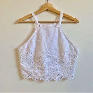 Abercrombie and Fitch White Cotton Lace Crop Top